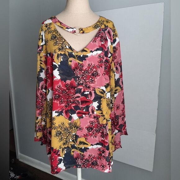 Cato Women‎ floral split sleeve blouse - Picture 1 of 8
